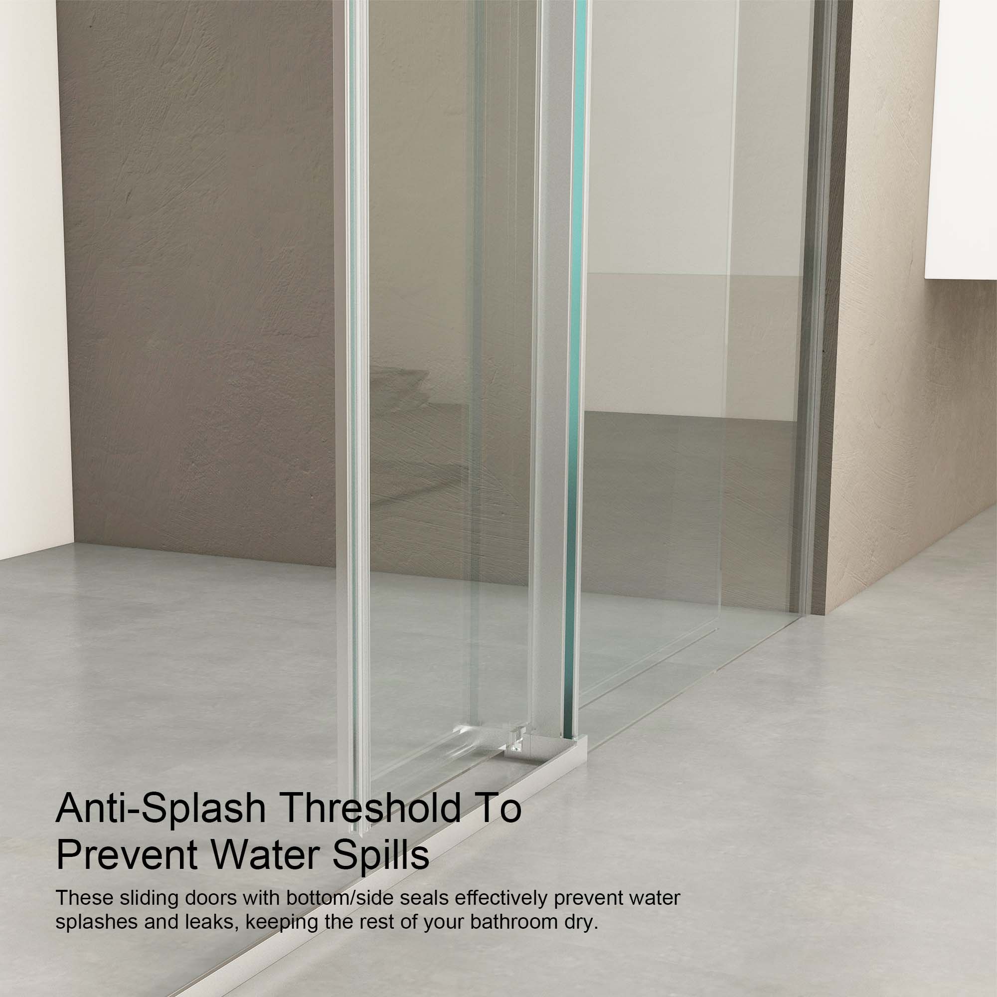 56"-60"W x 76"H Frameless Sliding Shower Door with 3/8" Tempered Glass color: Chrome