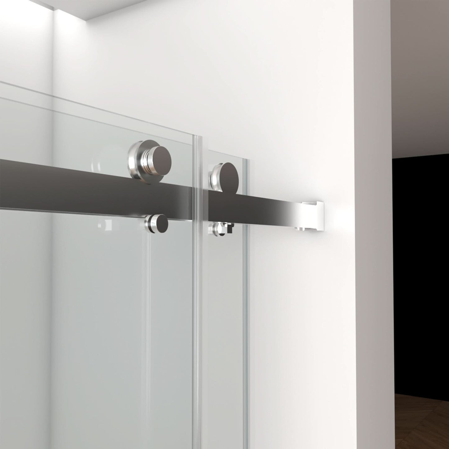 56"-60"W x 70"H Frameless Double Sliding Shower Door - Tempered Glass color: Brushed Nickel