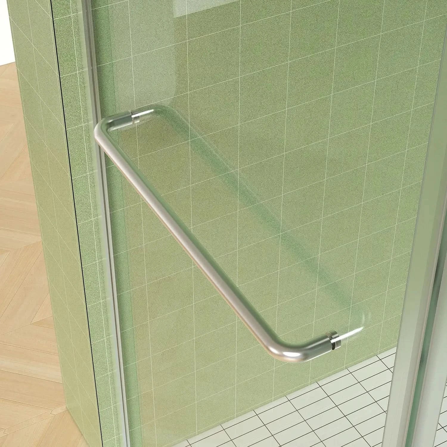 Frameless Sliding Shower Door color:brushed nickel