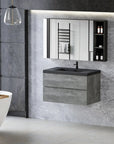 Floating Bathroom Vanity with Quartz Sand Basin and Soft Close Drawers color: Grey