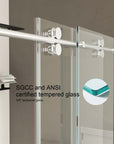 56"-60"W x 76"H Frameless Sliding Shower Door with 3/8" Tempered Glass color: Chrome