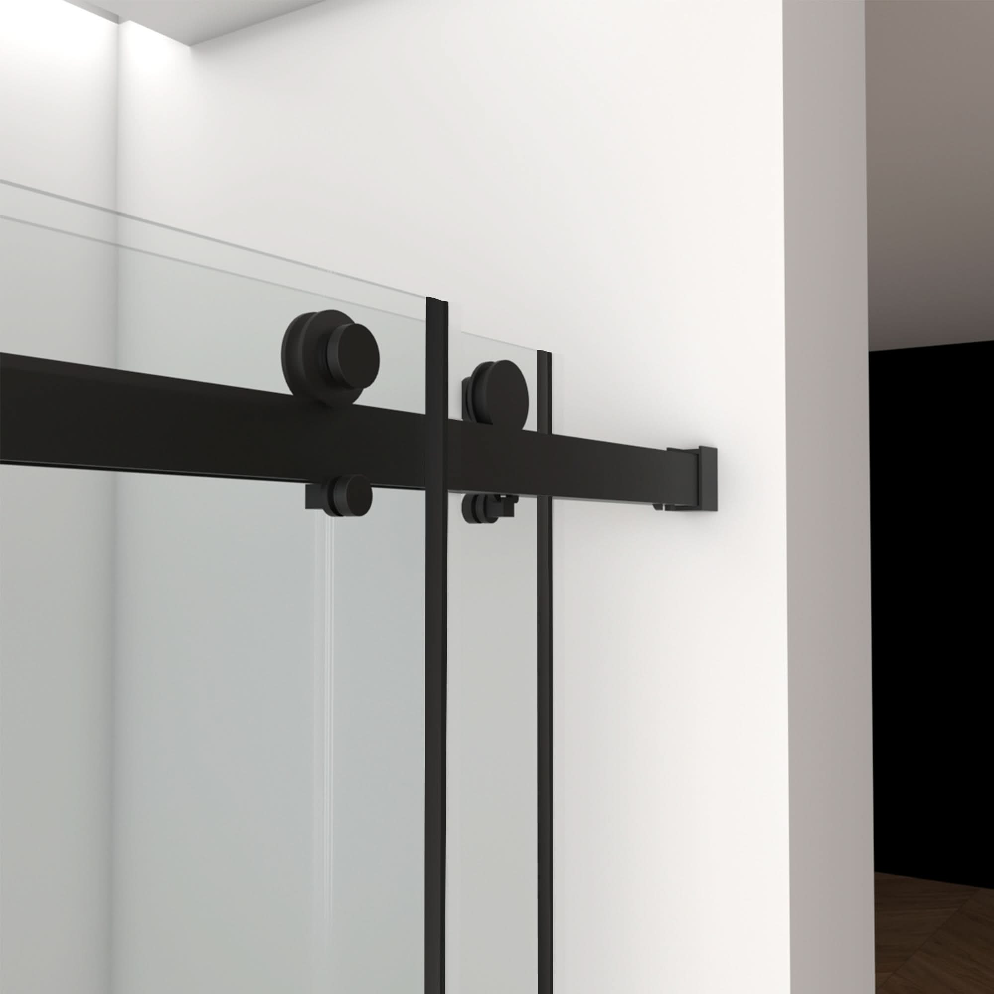 56&quot;-60&quot;W x 70&quot;H Frameless Double Sliding Shower Door - Tempered Glass color: Matte Black