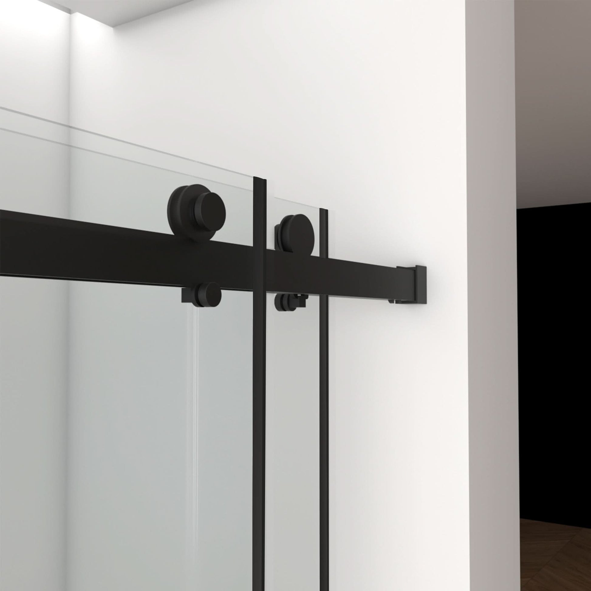 56"-60"W x 76"H Frameless Double Sliding Shower Door with Premium 3/8" Tempered Glass color: Matte Black