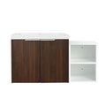 Monterey Series 36" Floating Bathroom Vanity in California Walnut with Side Cabinet and Integrated Sink