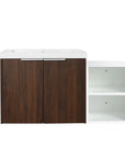 Monterey Series 36" Floating Bathroom Vanity in California Walnut with Side Cabinet and Integrated Sink