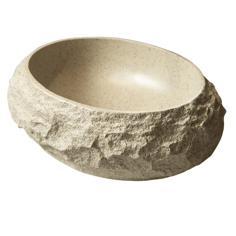 Astra Series 18" Oval Sculpted Resin Stone Vessel Basin - Ivory