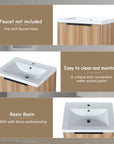 Freestanding 24 inch bathroom vanity with sink feature overview and resin basin details | Ace Decor