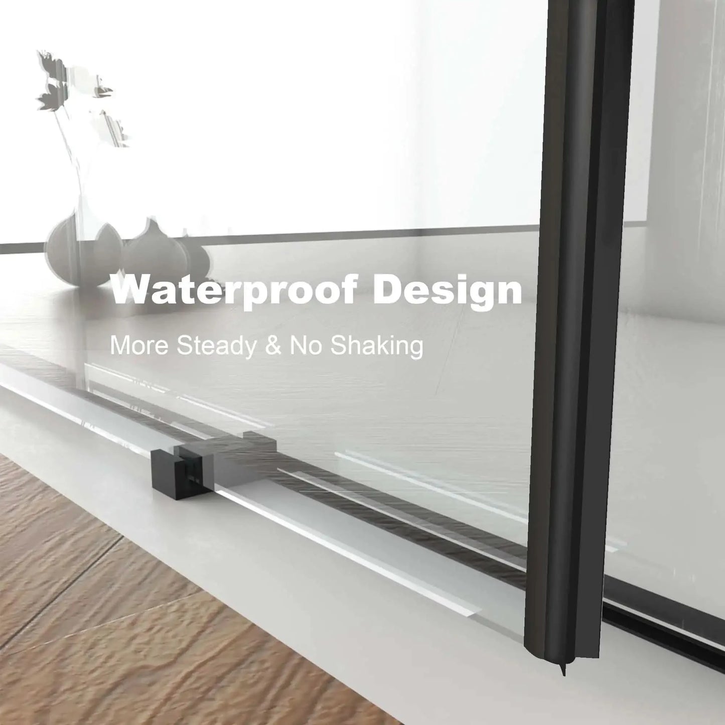 56"-60"W x 76"H Frameless Double Sliding Shower Door with Premium 3/8" Tempered Glass color: Matte Black