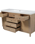 Soleil 60" Bathroom Vanity with Sink, Natural Wood Cabinet with Drawers
