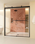 semi-frameless glass sliding shower doors color:matte black