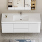 Modern Floating Bathroom Vanity with Resin Top Basin & Soft Close Drawers - Wall-Mounted Storage Cabinet color: White