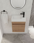 18'' Floating Bathroom Vanity with White Resin Sink & Soft-Close Door color: Imitative Oak