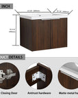 Floating Bathroom Cabinet with Sink & Soft-Close Doors - Ideal for Small Bathrooms color: California Walnut | size: 24 inch | combination: Separate Wash Basin