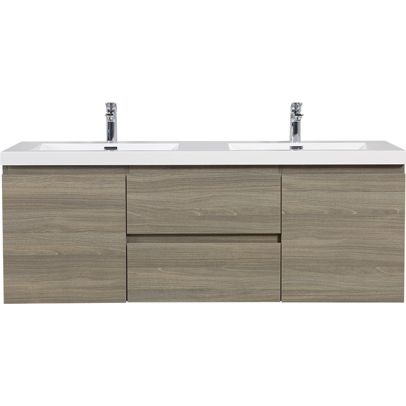 47/59" Modern Floating Bathroom Vanity with Resin Top Basin color: Ash Grey | sink: Double