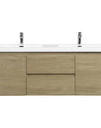 47/59" Modern Floating Bathroom Vanity with Resin Top Basin color: Oak | sink: Double