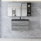 Floating Bathroom Vanity with Quartz Sand Basin and Soft Close Drawers color: Grey