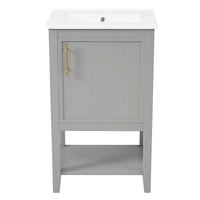 20" grey vanity bathroom unit with sink front view | Ace Decor