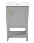 20" grey vanity bathroom unit with sink front view | Ace Decor