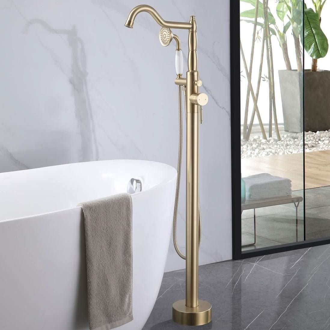 ACE DECOR Luxurious Brushed Gold Copper Bathtub Faucet color:Brushed Gold