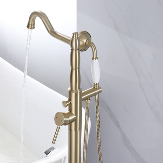 brushed gold bathroom faucet with handheld shower color:Brushed Gold