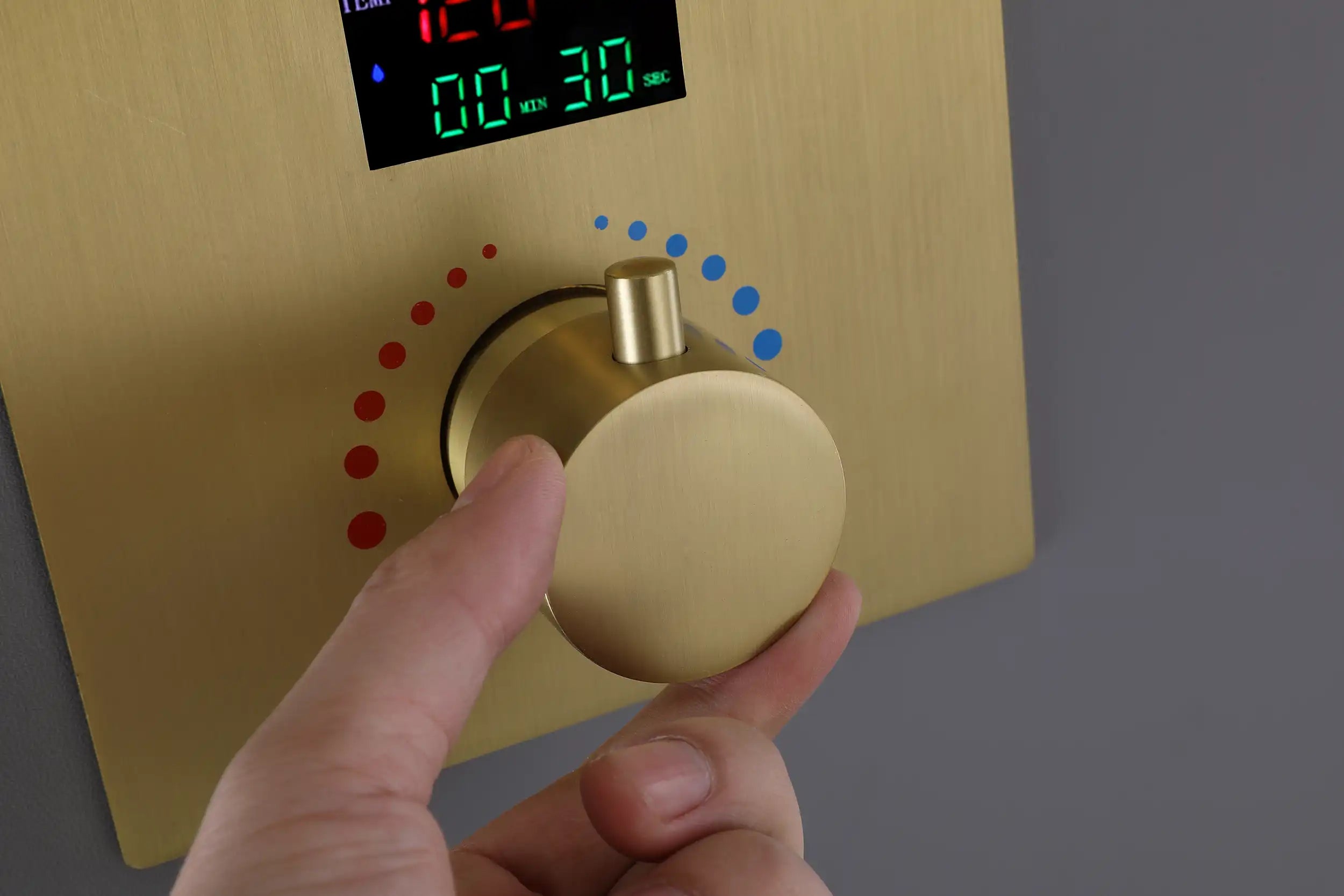 Luxe Series Thermostatic Shower System in Copper with Digital Display