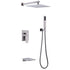 Brushed Nickel Rain Shower System with 10" Square Head, Handheld & Pressure-Balanced Valve