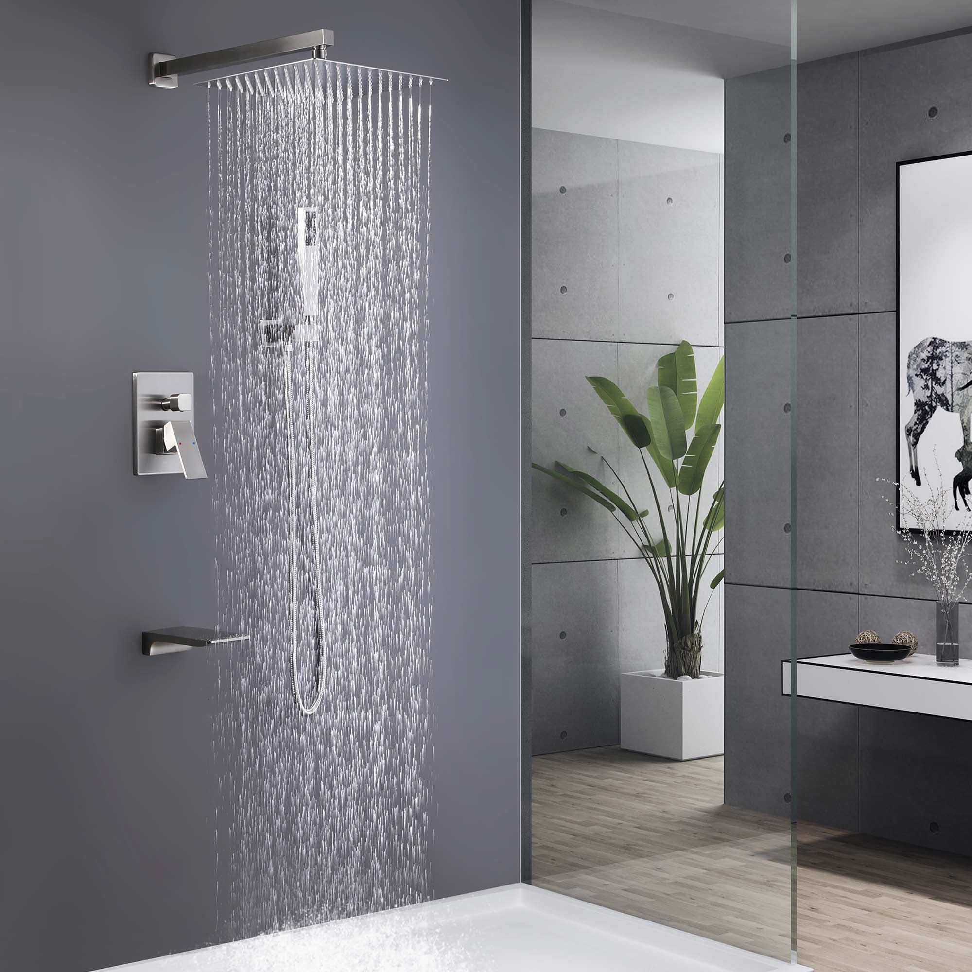 Three-Function Brushed Nickel Shower System color: Brushed Nickel