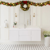 59 inch bathroom vanity installed in a modern bathroom, showcasing a white floating profile and spacious countertop | Ace Decor