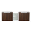 Monterey Series 60" Double Floating Bathroom Vanity in California Walnut with Side Cabinet and Integrated Sink