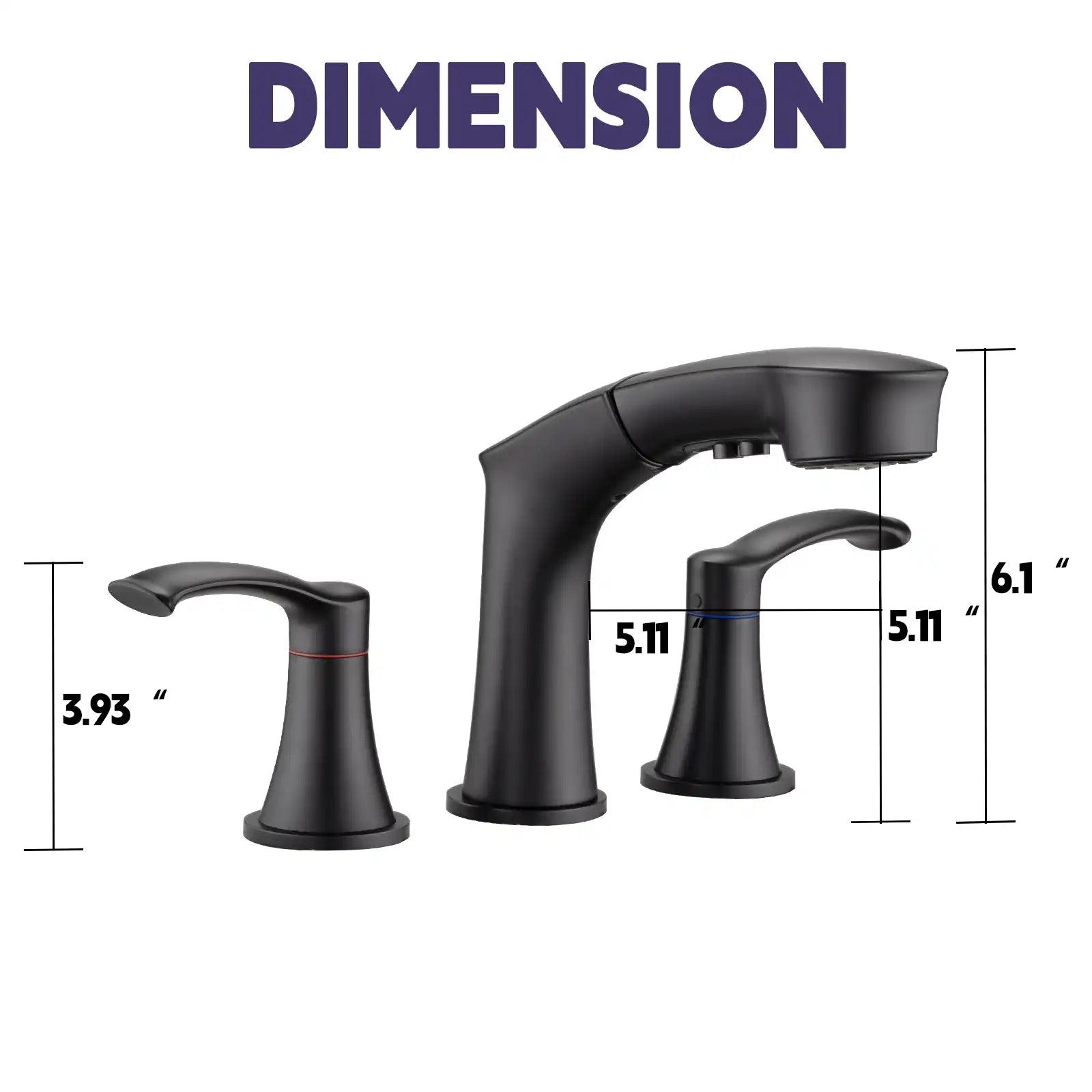 Harbor Series Black Faucet Bathroom – Pull-Out Sprayer with 2 Handles
