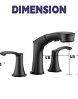 Harbor Series Black Faucet Bathroom – Pull-Out Sprayer with 2 Handles