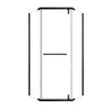 Velora Series 36 x 72 semi-framed pivot shower enclosure in matte black finish with tempered glass and stainless steel frame | Ace Decor