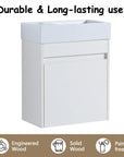 18" white bathroom sink with vanity highlighting durable construction and modern design | Ace Decor