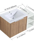 Floating Bathroom Cabinet with Sink & Soft-Close Doors - Ideal for Small Bathrooms color: Imitative Oak | size: 36 inch | combination: A Side Cabinet