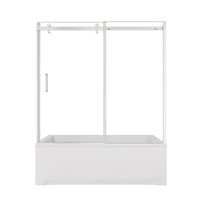 Chrome bathtub sliding glass doors frameless, sleek design with dimensions 60 x 58 inches | Ace Decor