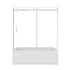 Chrome bathtub sliding glass doors frameless, sleek design with dimensions 60 x 58 inches | Ace Decor
