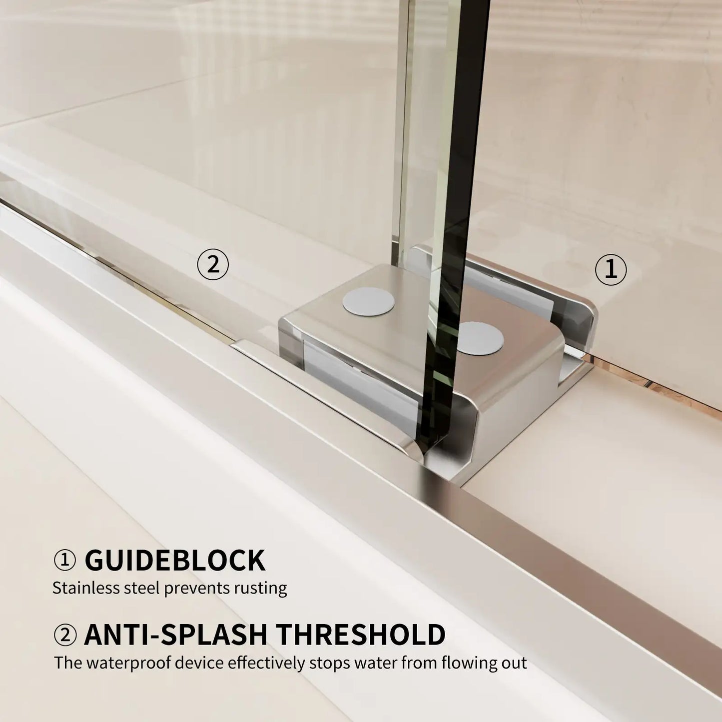 Sliding Glass Shower Doors Semi-Frameless color:Chrome