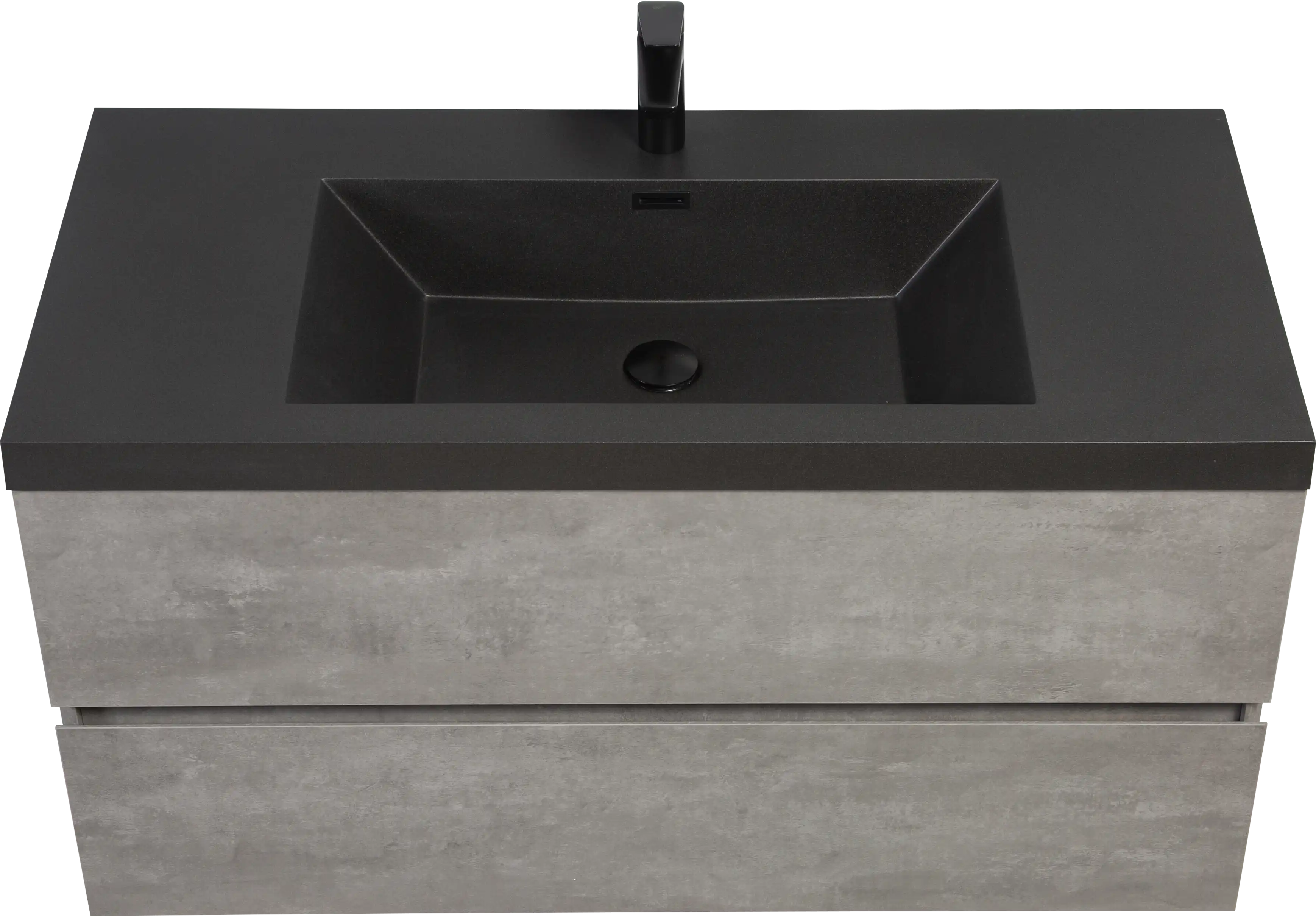 23''-47'' Floating Dark Grey Corner Vanity with Matte Black Sink - 2 Soft Close Drawers