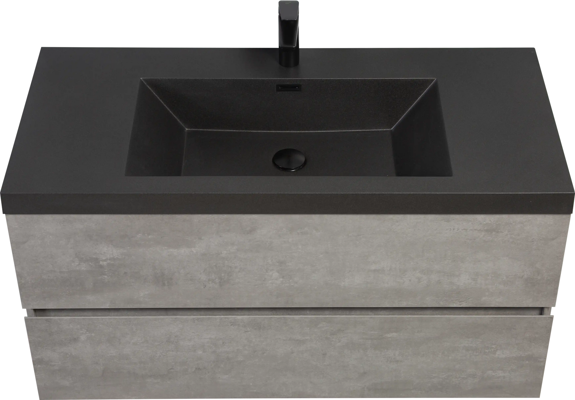 23&#39;&#39;-47&#39;&#39; Floating Dark Grey Corner Vanity with Matte Black Sink - 2 Soft Close Drawers