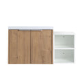 Monterey Series 36" Floating Bathroom Vanity in Imitative Oak with Side Cabinet and Integrated Sink