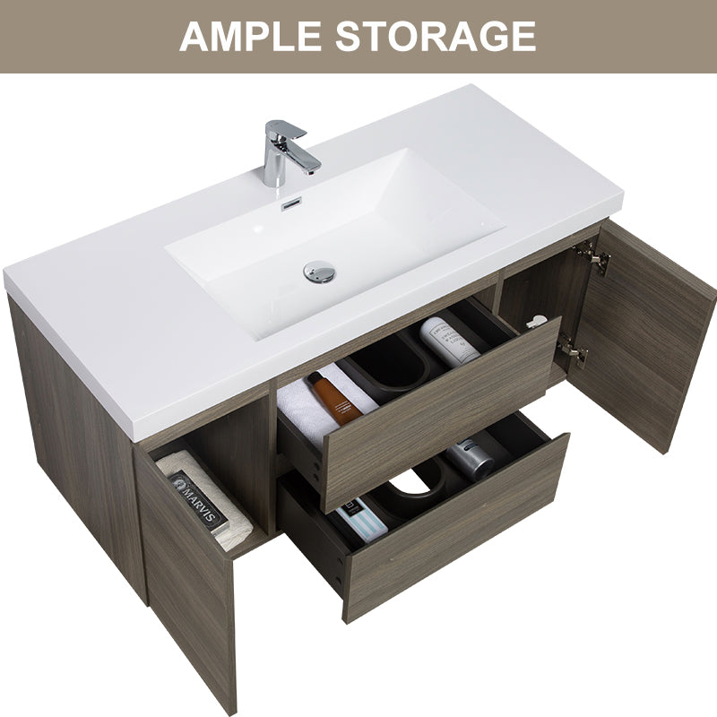 47/59" Modern Floating Bathroom Vanity with Resin Top Basin color: Ash Grey | sink: single