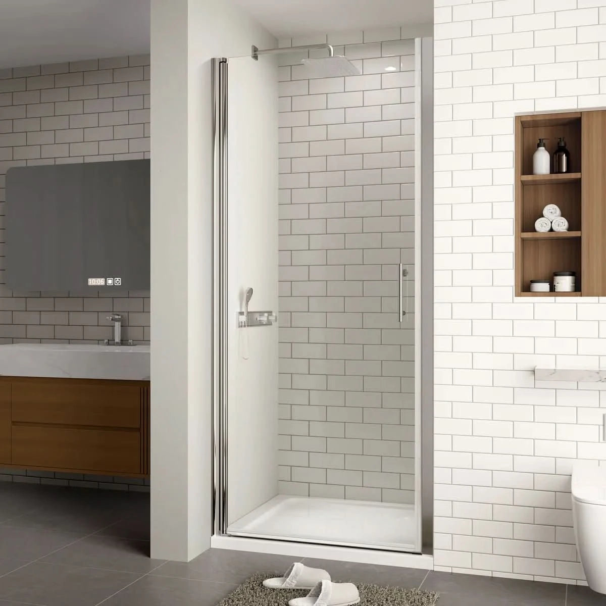 30" W x 72" H Frameless Pivot Shower Door color:Matte Black