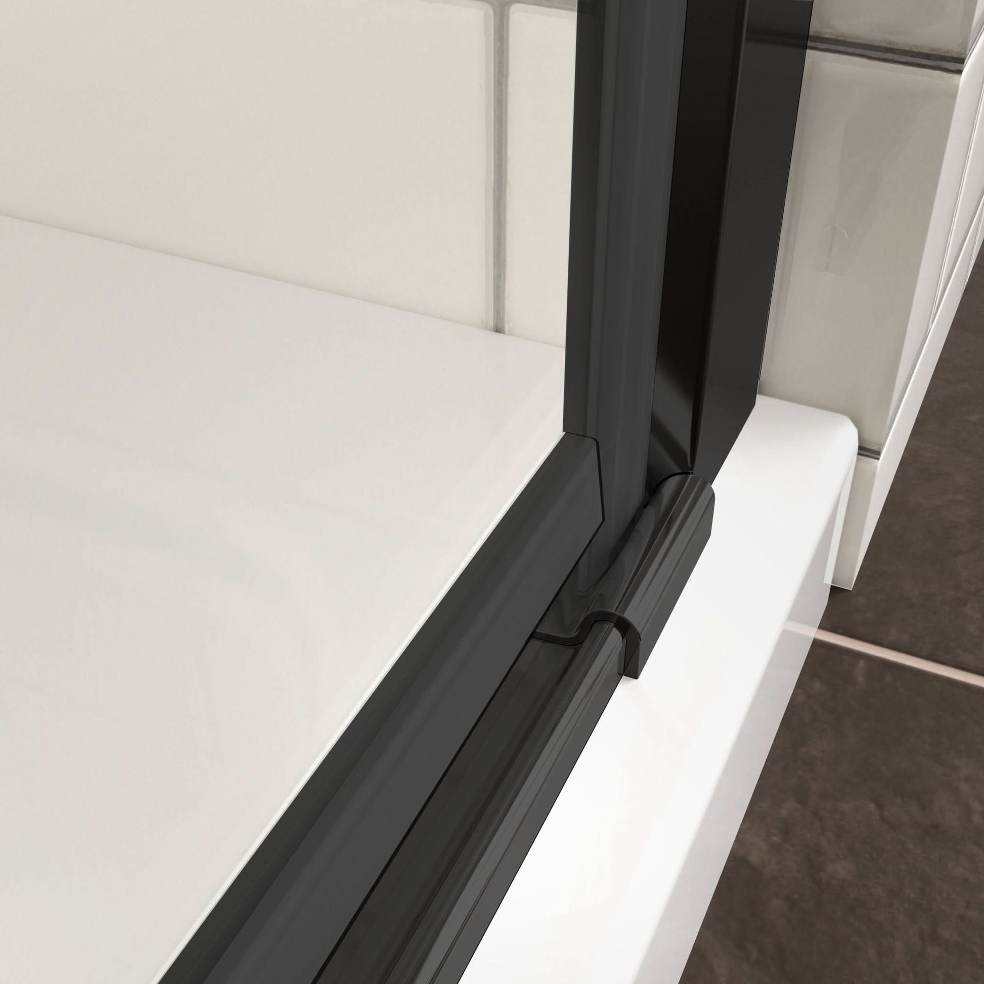 framed pivot glass shower doors color:Matte Black