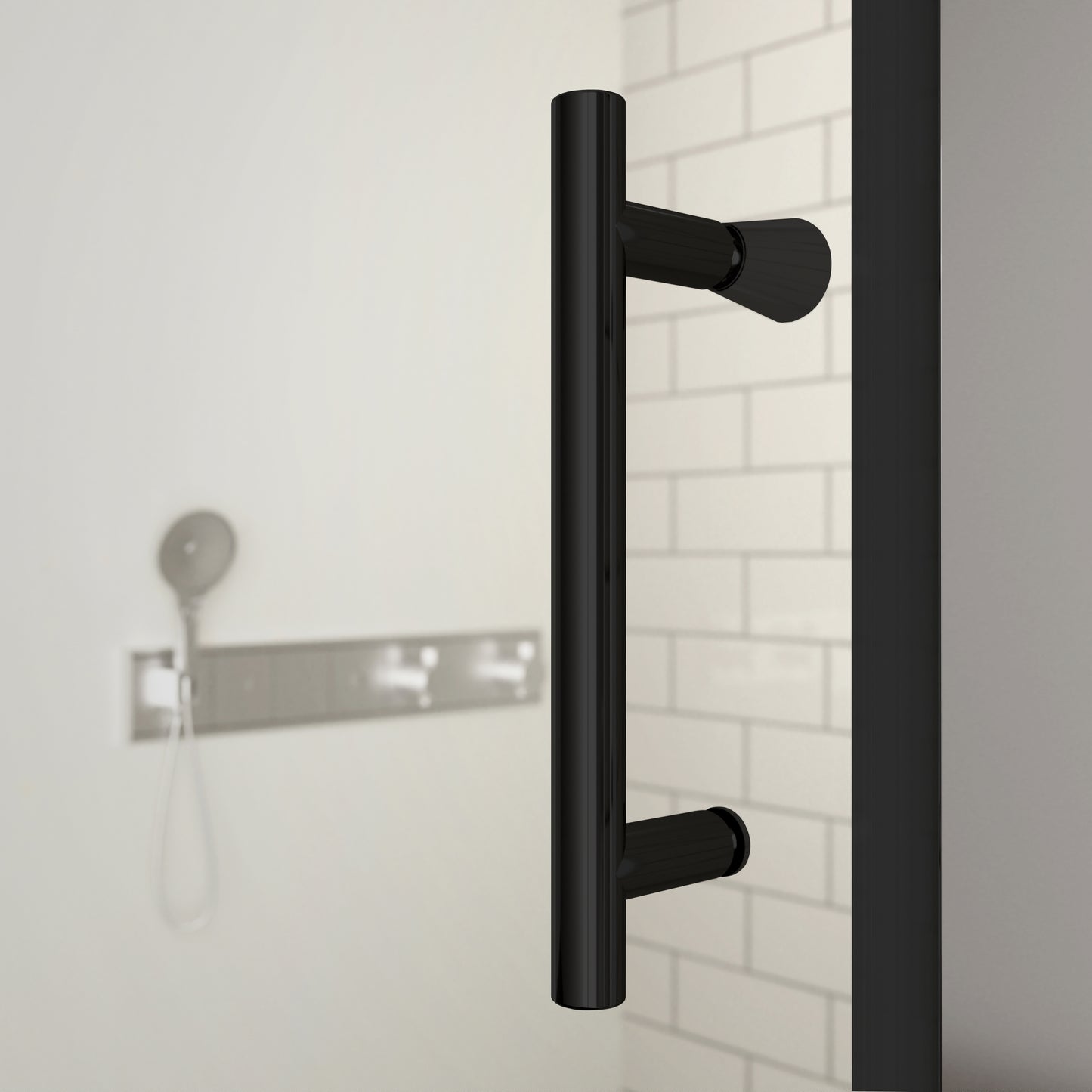 framed pivot shower door color:matte black