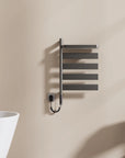 sleek gray heated towel rack 18 x 30 with five bars and minimalist design | Ace Decor
