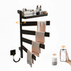 Lirion Series 18" x 30" Heated Towel Rack with 4×180° Swing Bars, Foldable Shelf & Smart LED Control - Black