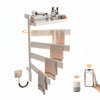 Lirion Series 18" x 30" Heated Towel Rack with 4×180° Swing Bars, Foldable Shelf & Smart LED Control - White