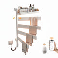 Lirion Series 18" x 30" Heated Towel Rack with 4×180° Swing Bars, Foldable Shelf & Smart LED Control - White