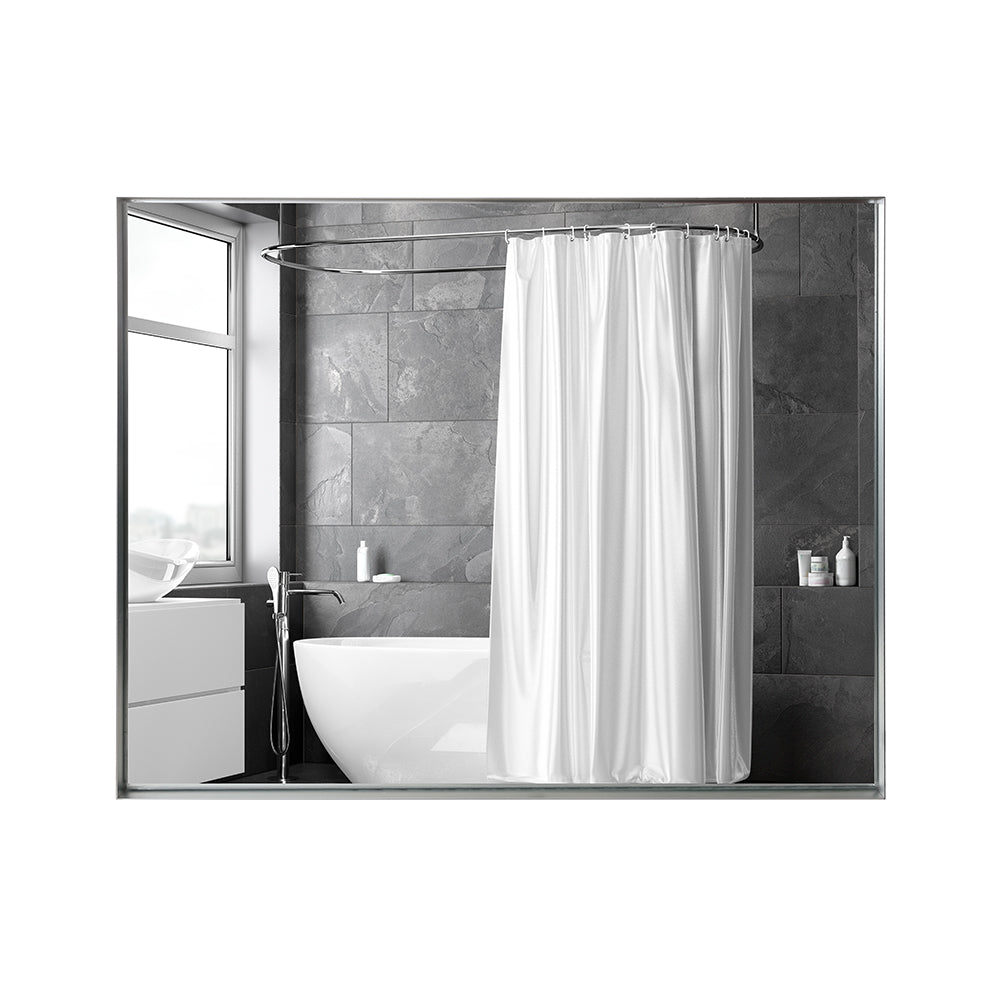 Silver Rectangular Wall-Mounted Bathroom Mirror with Beveled Edges size: 36 X 30