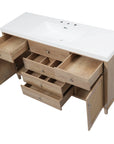 Soleil 60" Bathroom Vanity with Sink, Natural Wood Cabinet with Drawers